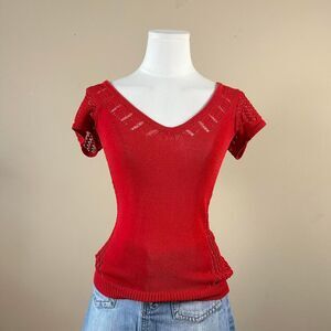 Bebe Y2K Red Knit Top